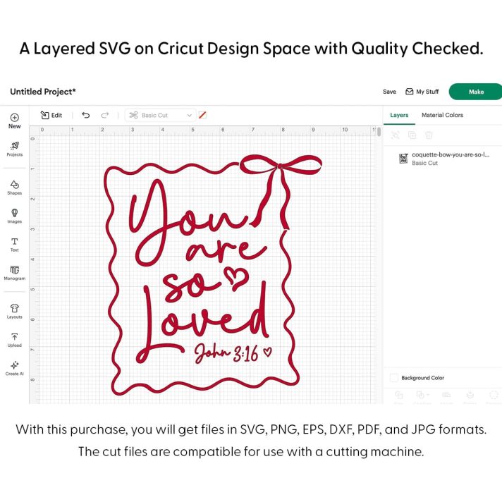 Coquette Bow You Are So Loved Svg Png 7769 Cricut