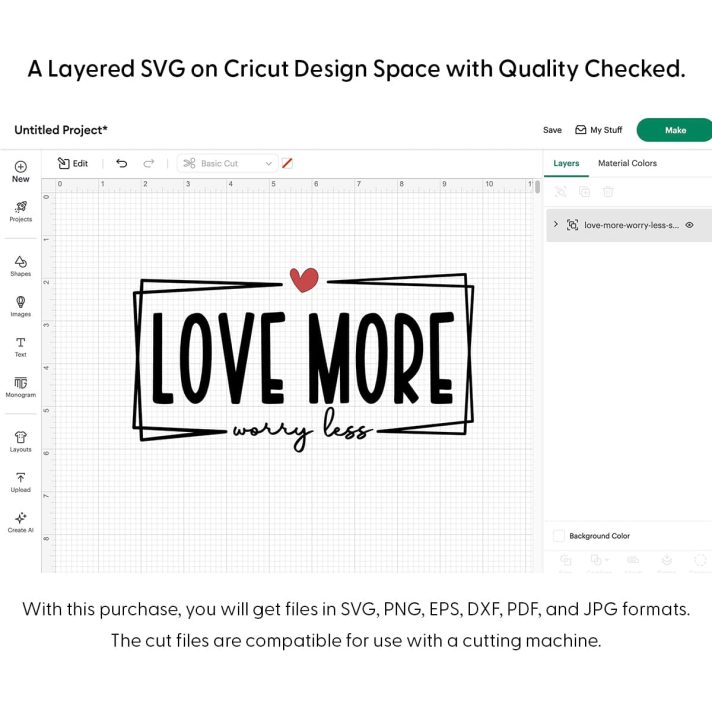 Love More Worry Less Svg Png 7766 Cricut
