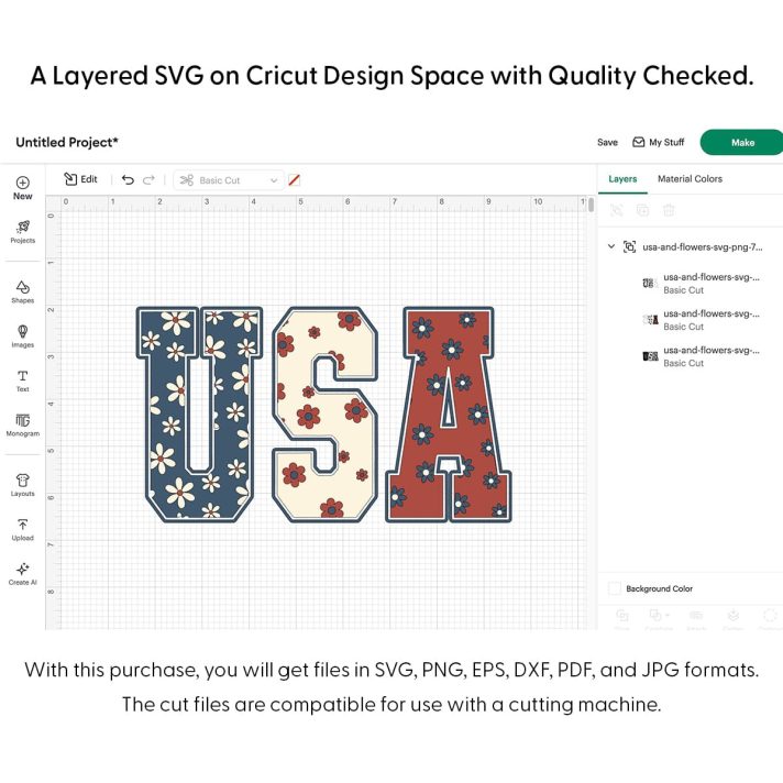 Usa And Flowers Svg Png 7893 Cricut
