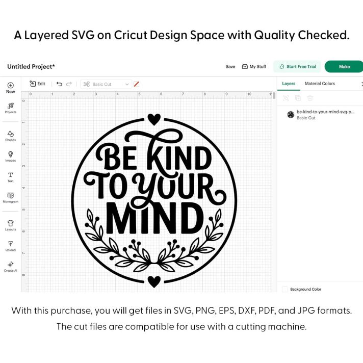 Be Kind To Your Mind Svg Png 7939 Cricut