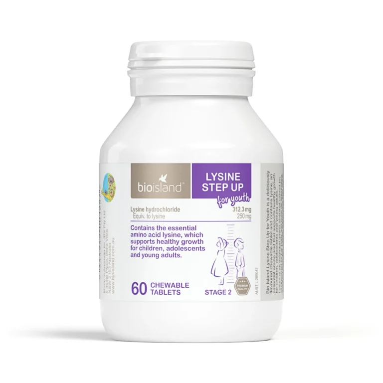 Bio Island 兒童及青少年賴氨酸咀嚼片60片完整產品包裝正面