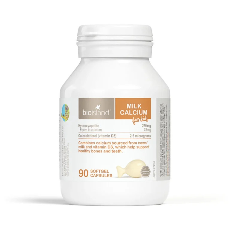 Bio Island 兒童乳鈣及維他命D3 90粒完整產品包裝正面