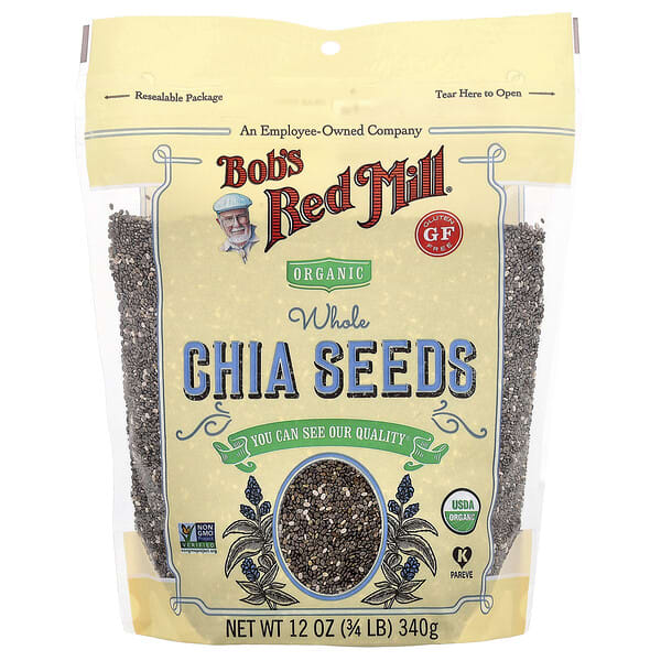 Bob’s Red Mill 有機全奇亞籽 340g 黃色可重封袋正面完整外觀