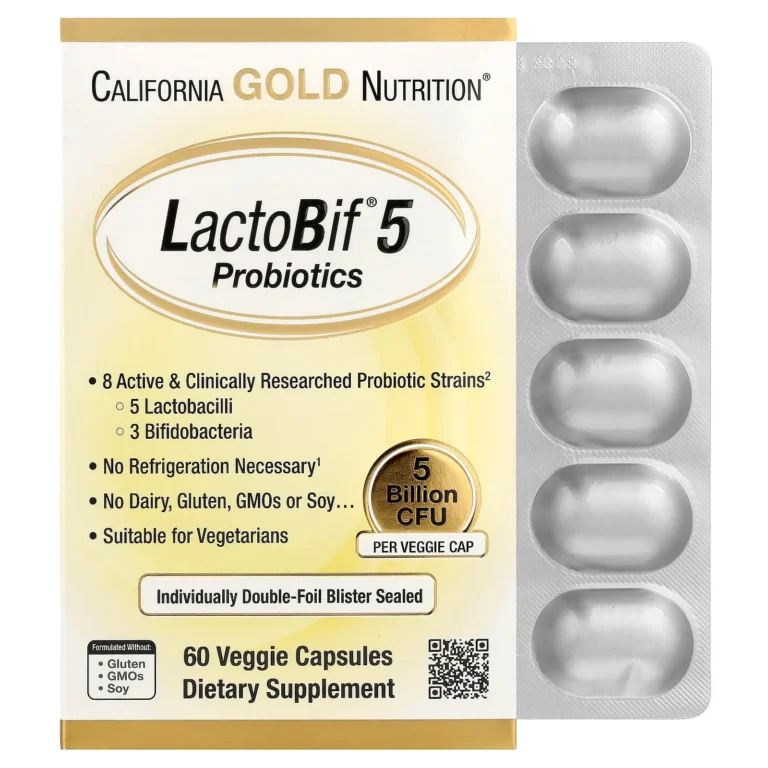California Gold Nutrition LactoBif 5 益生菌50億 60粒素食膠囊完整產品包裝正面