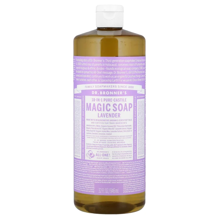 Dr. Bronner’s 薰衣草 Pure-Castile 多用途皂液 946ml 完整樽身及成分標籤