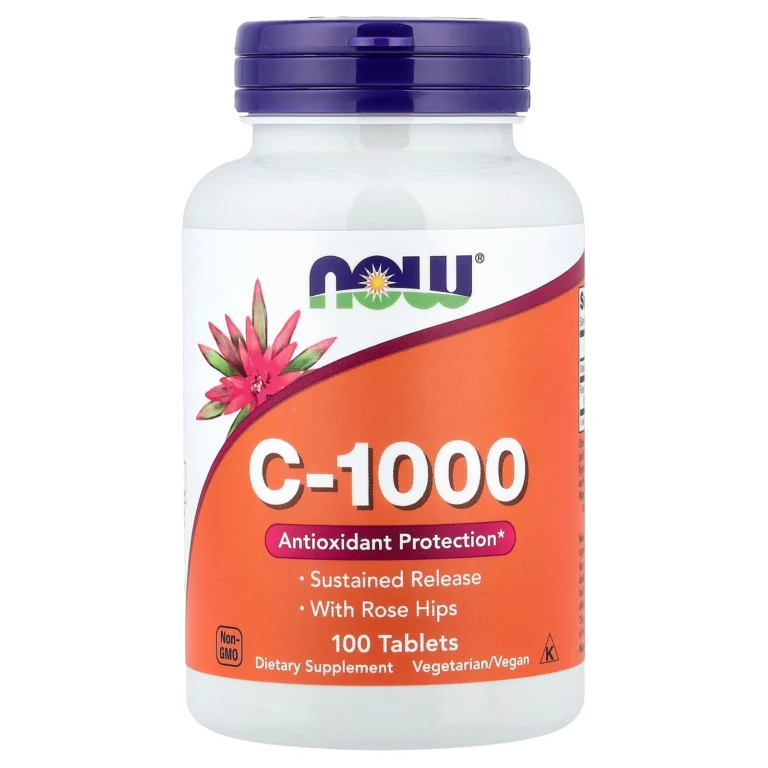 NOW Foods C-1000 緩釋維他命C含玫瑰果100片完整瓶身正面