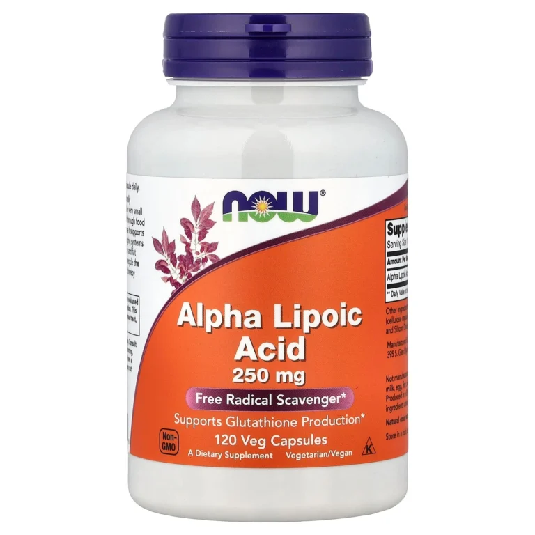 NOW Foods α-硫辛酸250毫克 120粒素食膠囊 完整正面包裝外觀