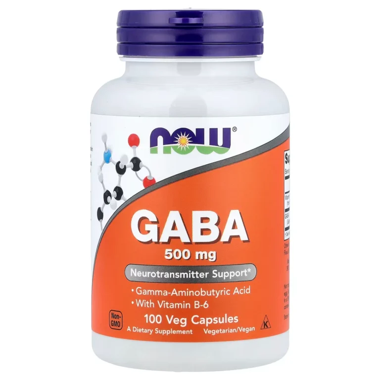 NOW Foods GABA500毫克＋維他命B6 100粒素食膠囊完整產品包裝正面