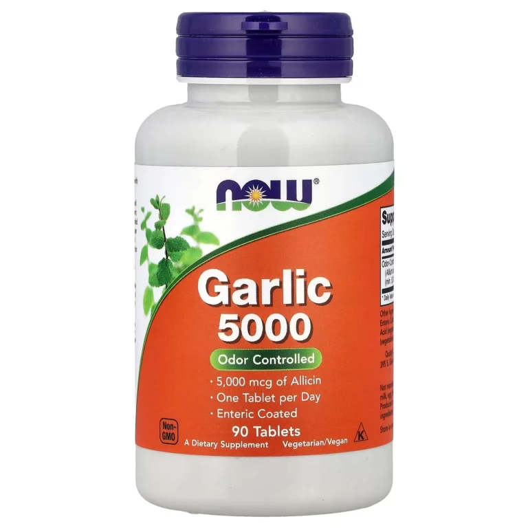 NOW Foods Garlic 5000 大蒜配方90片 完整正面包裝外觀