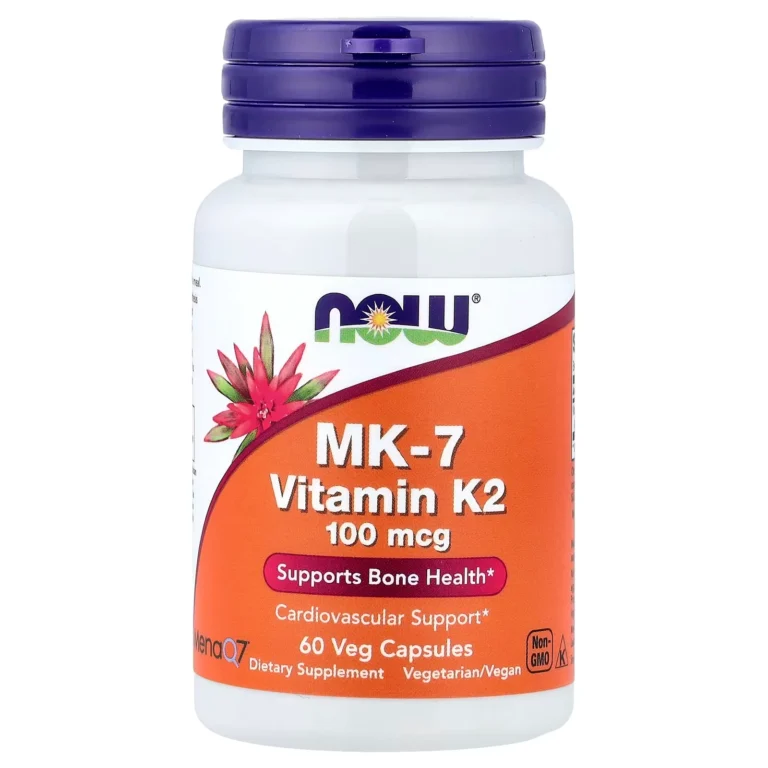 NOW Foods MK-7維他命K2 100微克60粒素食膠囊完整產品包裝正面
