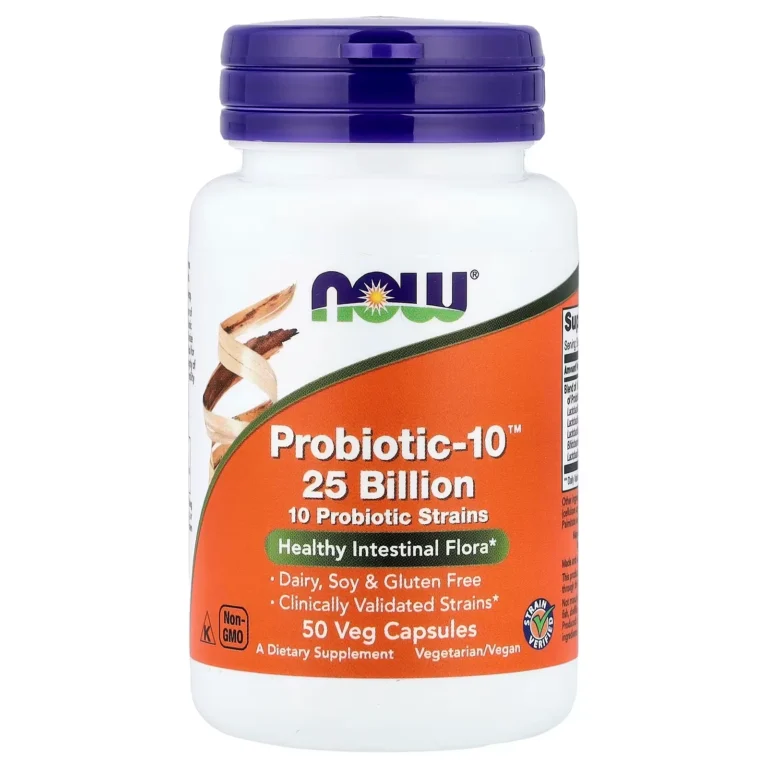 NOW Foods Probiotic-10 250億 50粒素食膠囊 完整正面包裝外觀