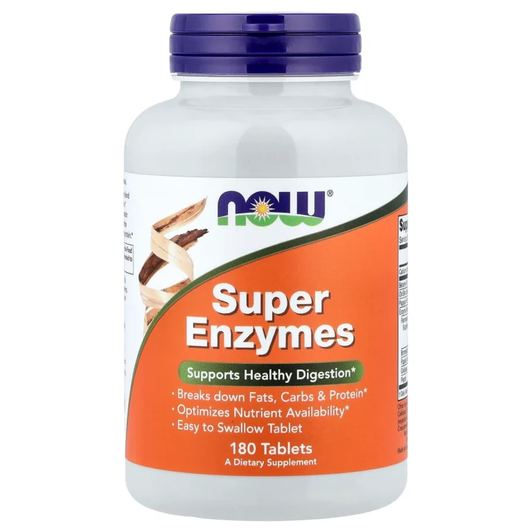 NOW Foods Super Enzymes 綜合消化酵素180片完整產品包裝正面