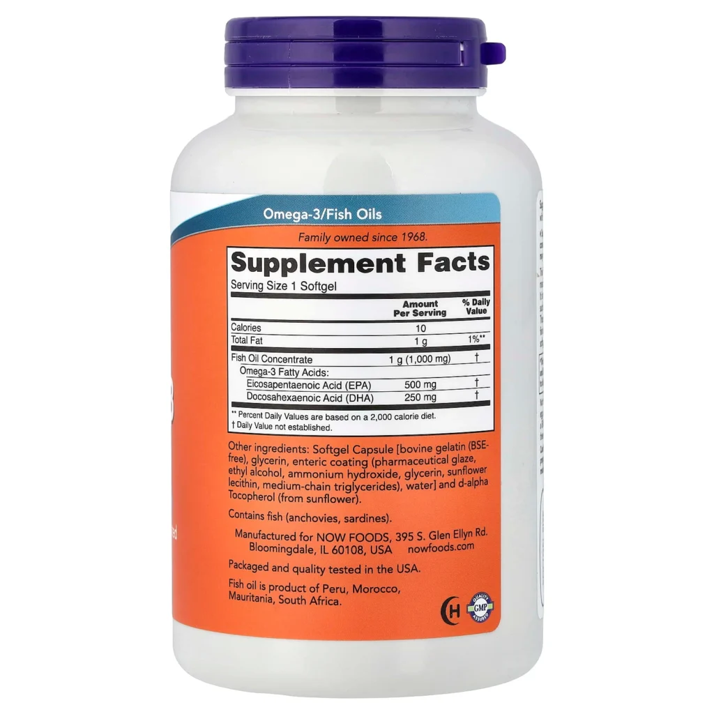 NOW Foods Ultra Omega-3魚油180粒成分及營養標籤